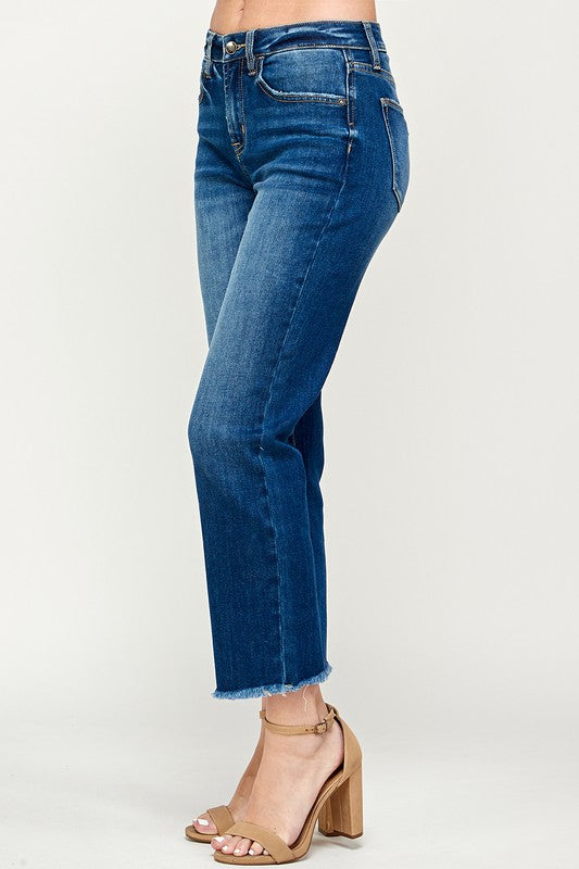 "Avery" Mid Rise Cropped Jeans