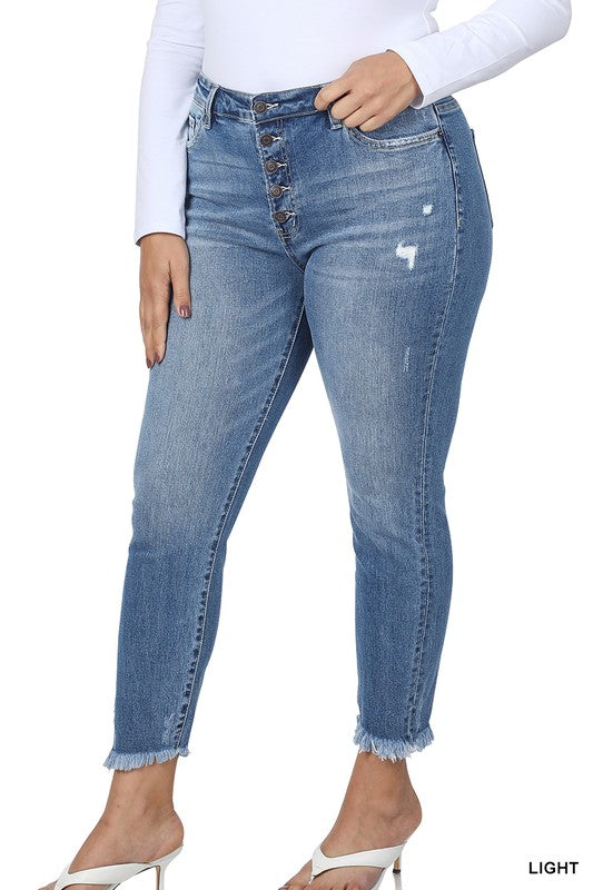 "Lori" Zenana High Rise Button Fly Skinny Jeans