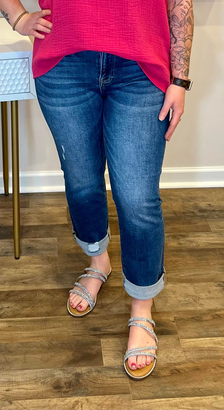 "Lori" Risen Boyfriend Cuffed Jeans