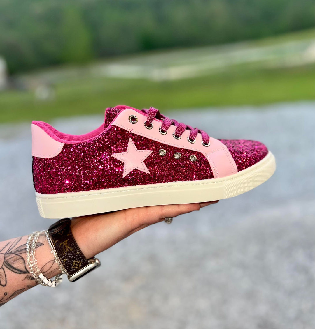 Fuchsia Glitter Sneakers
